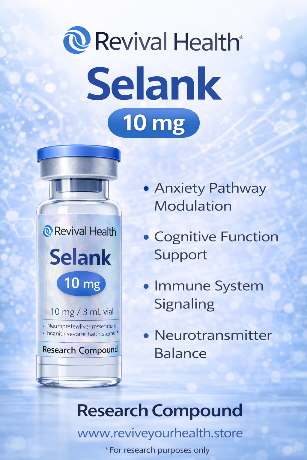Selank 10mg (RUO) — Research-Grade Peptide | COA Verified