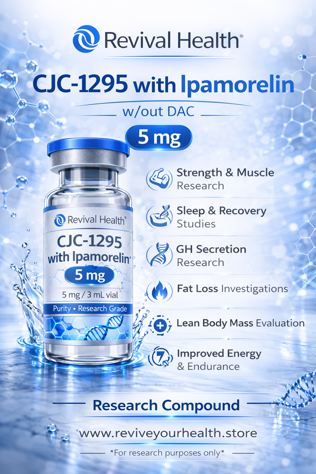 CJC-1295 with Ipamorelin (No DAC) 5mg (RUO) — Research-Grade Peptide | COA Verified