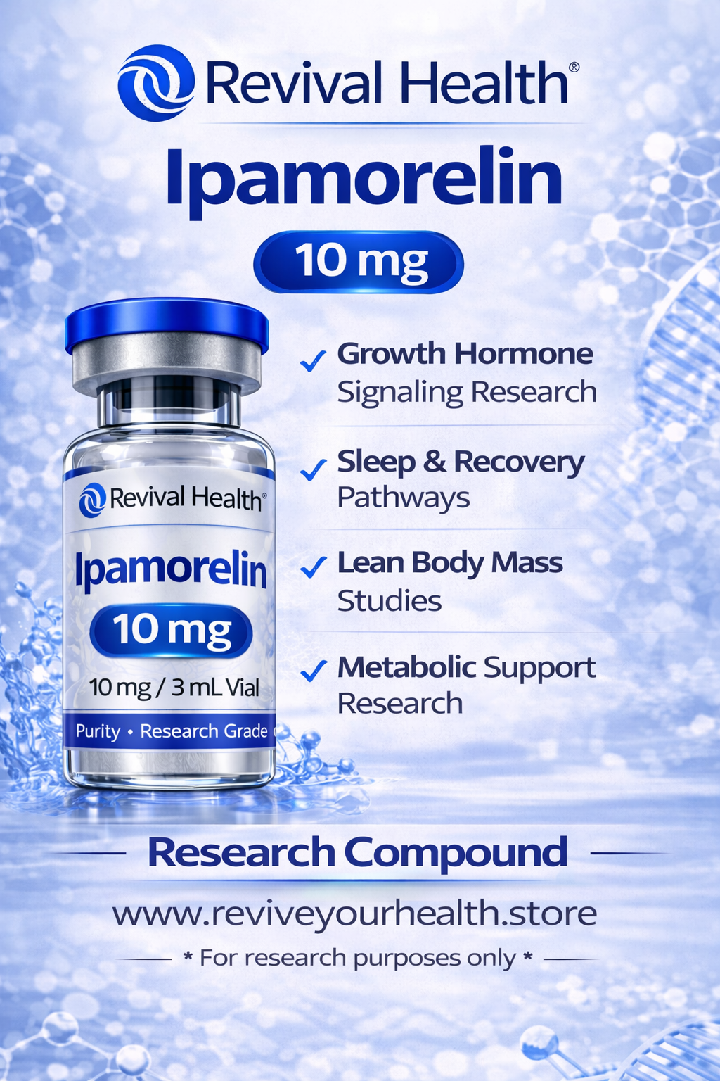 Ipamorelin 10mg (RUO) — Research-Grade Peptide | COA Verified
