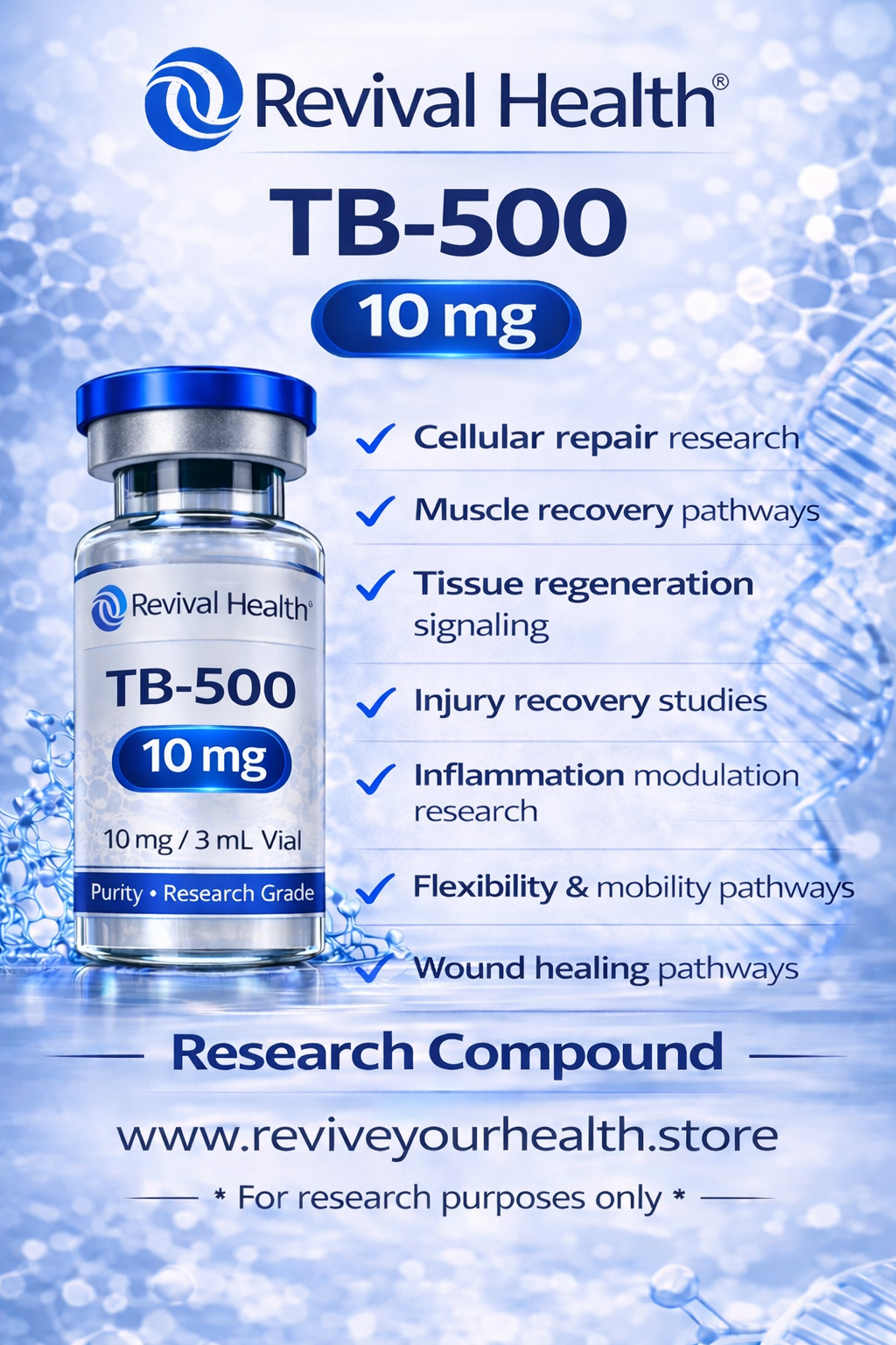 TB-500 10mg (RUO) — Research-Grade Peptide | COA Verified